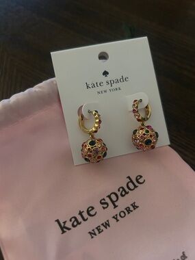 kate spade ‘On The Dot’ Gold-tone Multicolor Crystal Ball Drop Earrings NWT